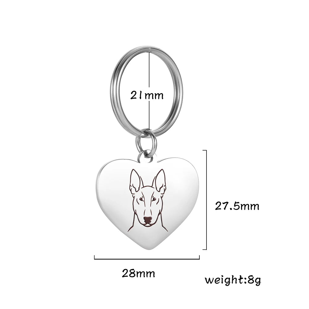 Pet Dog Heart Keychain Puppy Corgi Chihuahua French Bulldog Sheepdog for Woman Men Kid Child Stainless Steel Key Chain Ring