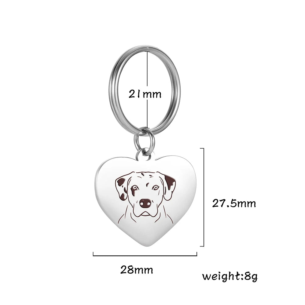 Pet Dog Heart Keychain Puppy Corgi Chihuahua French Bulldog Sheepdog for Woman Men Kid Child Stainless Steel Key Chain Ring