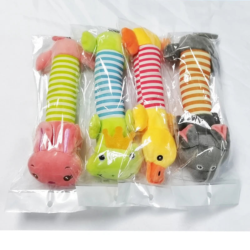 Cute Plush Squeak Cat Dog Toys Chewing Stuffed Toys for Small Breeds Dogs Pet Molar Soft Fleece Toy Suitable for French Bulldog