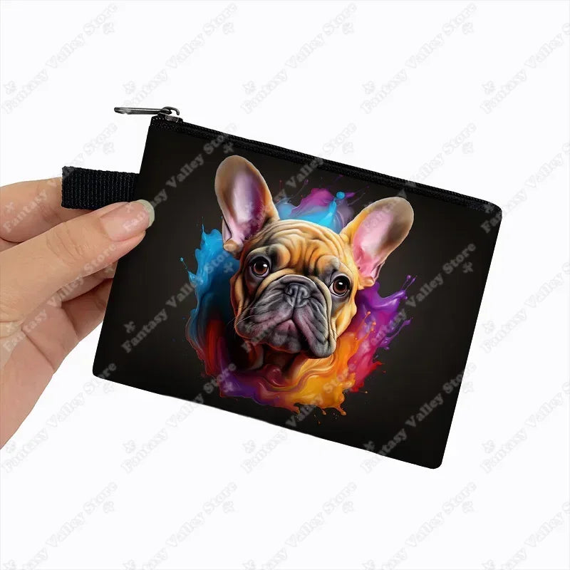 Cute French Bulldog Print Coin Purse Women money bags colorful peeking dogs small wallet Mini Purse ID Credit Card Holder gift
