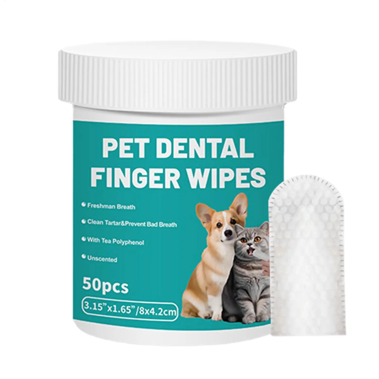 Pet Teeth Cleaning Wipes 50-Pieces Dog Pet Teeth Brushing Wipes For Cleaning Pet Supplies Dog Cat Bad Breath Wipes