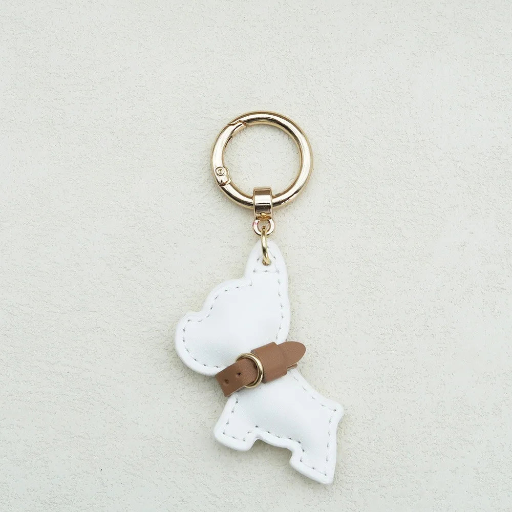 French Bulldog Keychain Cute Puppy Animal Dog PU Leather Dog Hanger Fashion Cartoon Bulldog Bag Pendant Backpack Decoration