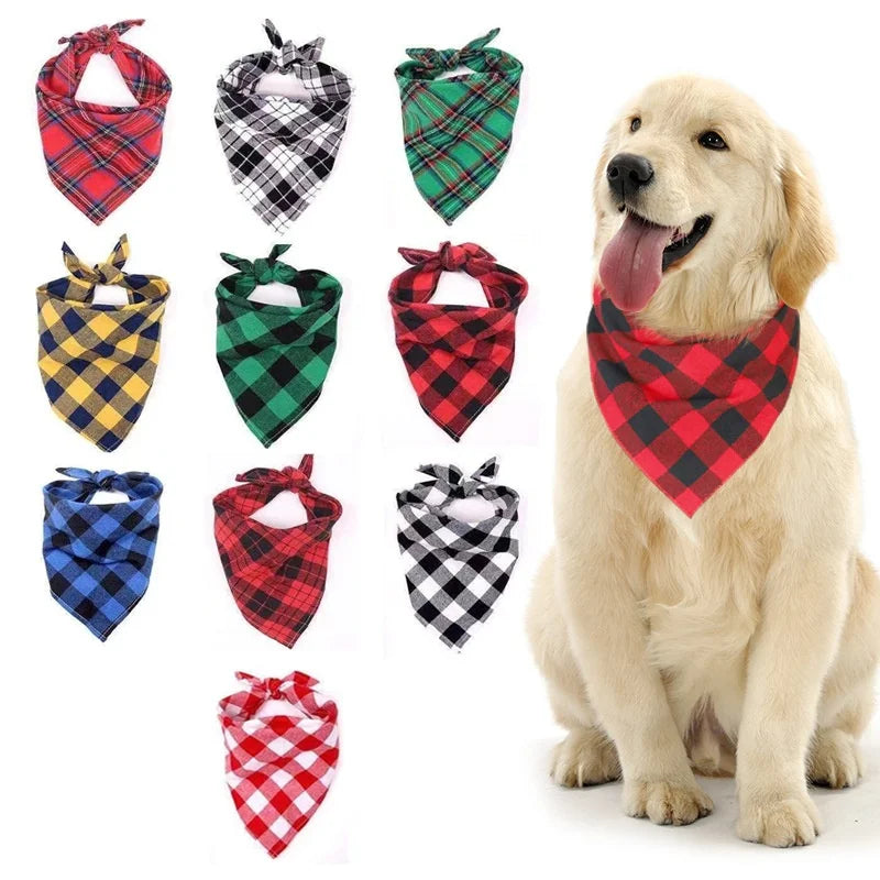 Classic Red Black Plaid Pet Dog Bandana Cat Puppy Pet Dog Accessories Pet Neckerchief Scarf Dog Saliva Towel