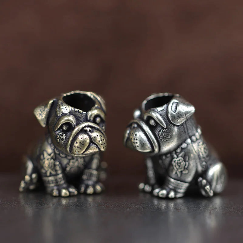 French Bulldog Brass Knife Beads EDC DIY Paracord Woven Bracelets Lanyard Pendants Accessories Outdoor Tool Hangings Jewelry