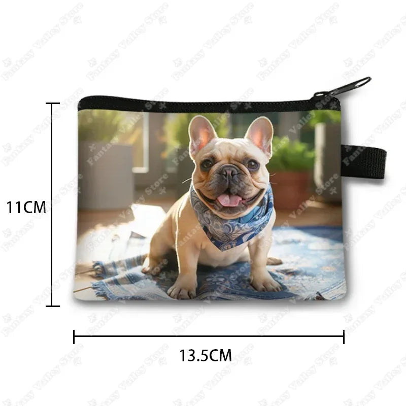 Cute French Bulldog Print Coin Purse Women money bags colorful peeking dogs small wallet Mini Purse ID Credit Card Holder gift