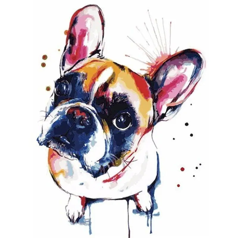 PhotoCustom Painting By Number Colorful French Bulldogs DIY Kits On Canvas Acrylic Paint Oil Picture Of Coloring By Number Decor