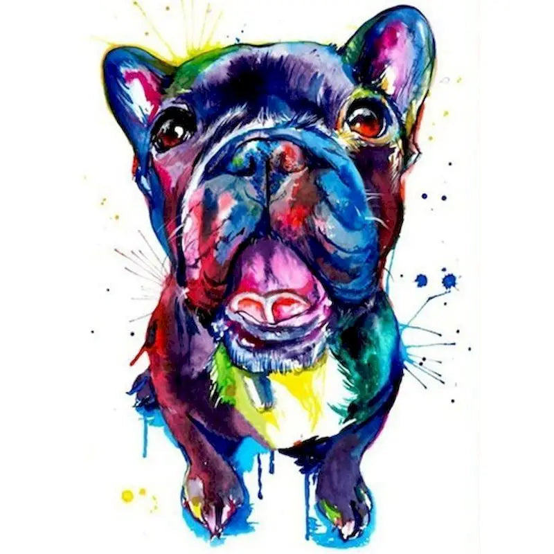 PhotoCustom Painting By Number Colorful French Bulldogs DIY Kits On Canvas Acrylic Paint Oil Picture Of Coloring By Number Decor