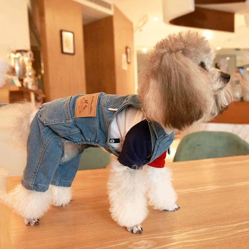 Denim Pet Overalls for French Bulldog, Jean Jumpsuit for Small and Medium Dogs, Fashion Clothes, Spring and Summer