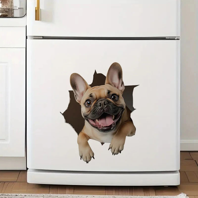 Cute French Bulldog Sticker, Water-proof Home Wall Decal, Used for Wall, Bathroom, Cabinet, Door,Toilet, Car, Laptop