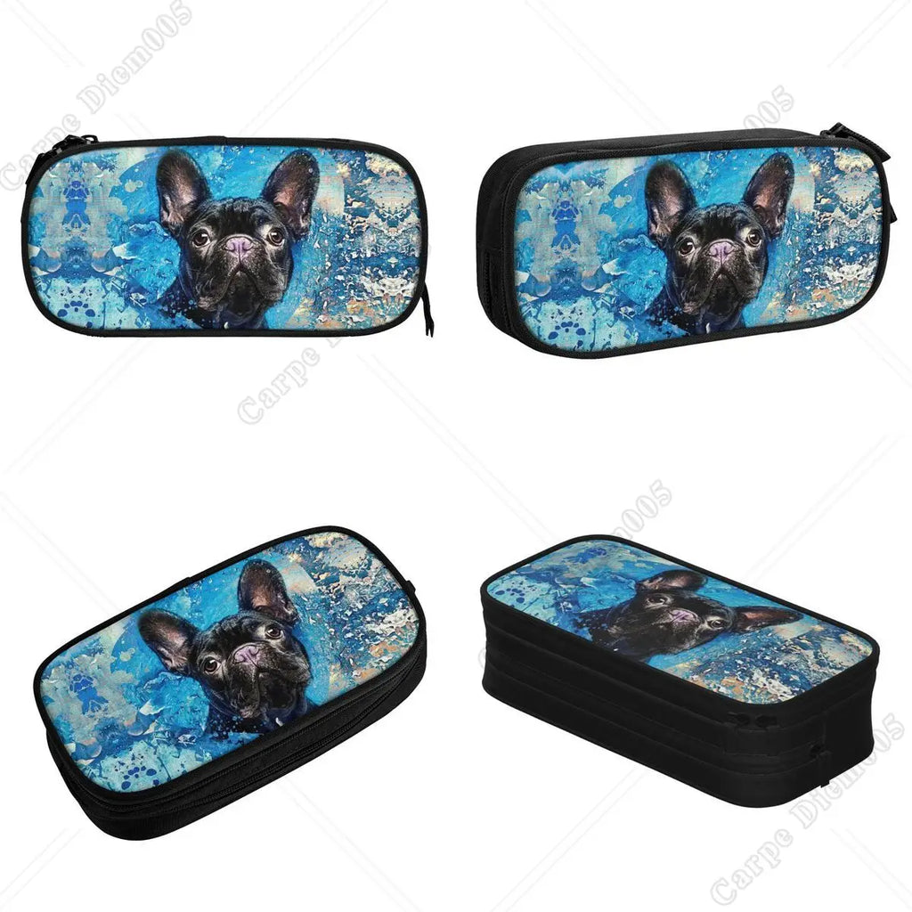 French Bulldog Frenchie Dog Pencil Case Lovely Pet Animal Pen Holder Bag Student Big Capacity Office Gifts Pencilcases