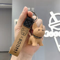 Fashion Punk French Bulldog Keychain PU Leather Dog Keychains for Women Bag Pendant Jewelry Trinket Men's Car Key Ring Key Chain