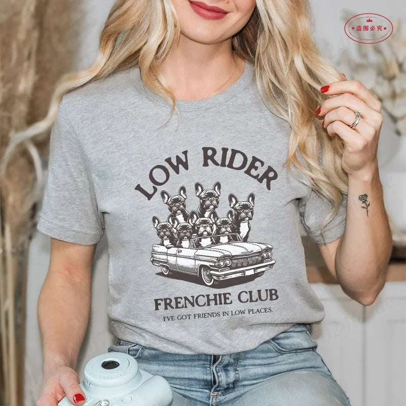 French Bulldog Woman T Shirt Fashion Dog Graphic Tops Summer Short Sleeve Tees Harajuku Streetwear Aesthetic Female Clothing