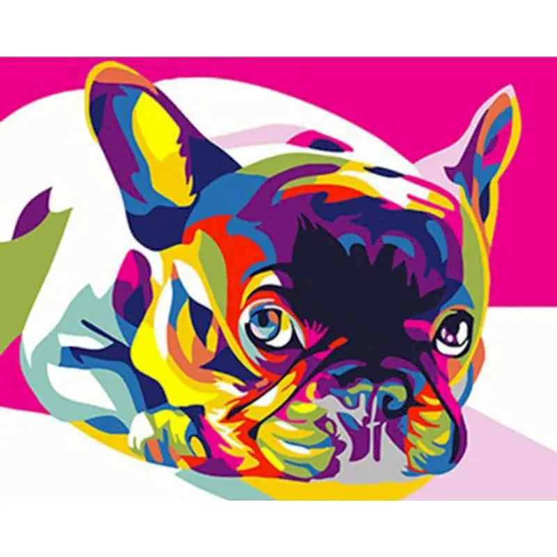 PhotoCustom Painting By Number Colorful French Bulldogs DIY Kits On Canvas Acrylic Paint Oil Picture Of Coloring By Number Decor