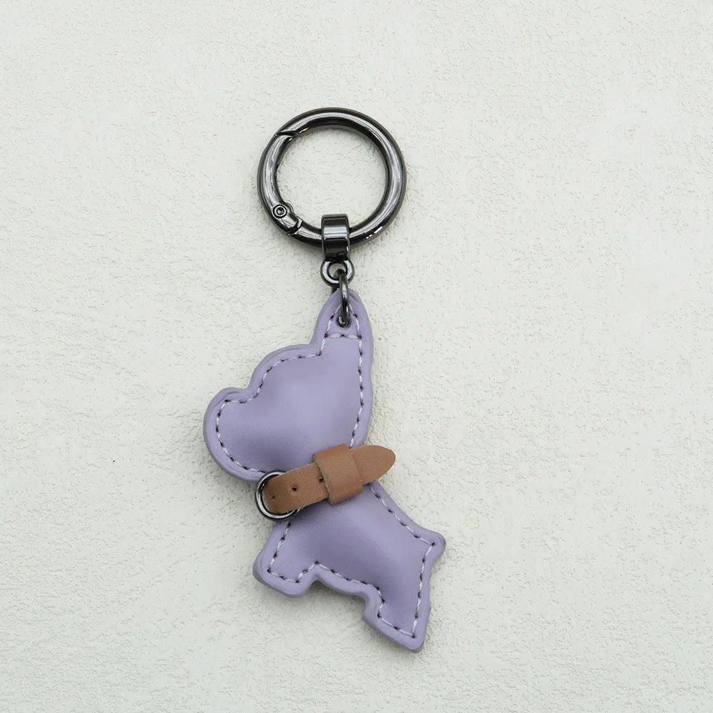 French Bulldog Keychain Cute Puppy Animal Dog PU Leather Dog Hanger Fashion Cartoon Bulldog Bag Pendant Backpack Decoration