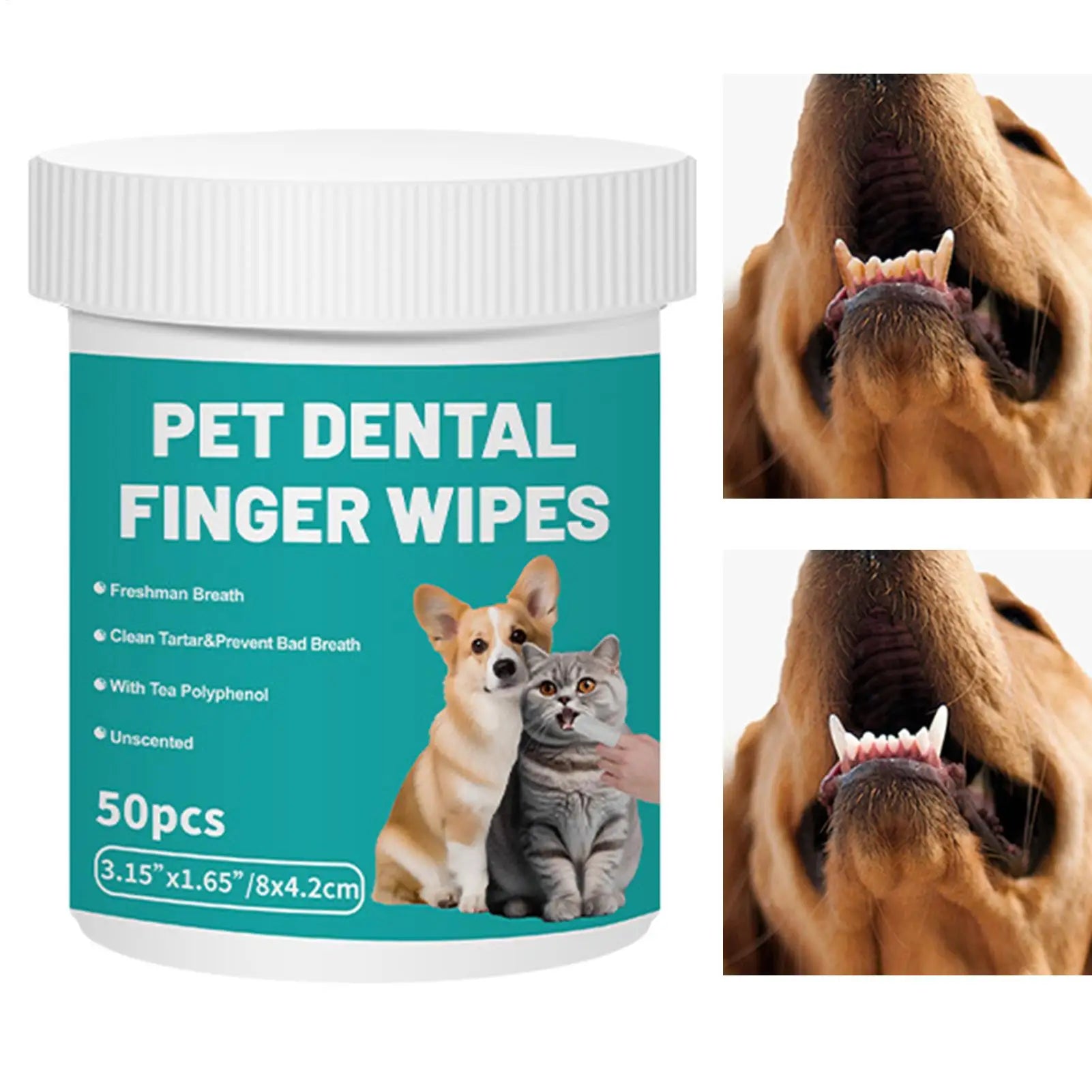 Pet Teeth Cleaning Wipes 50-Pieces Dog Pet Teeth Brushing Wipes For Cleaning Pet Supplies Dog Cat Bad Breath Wipes