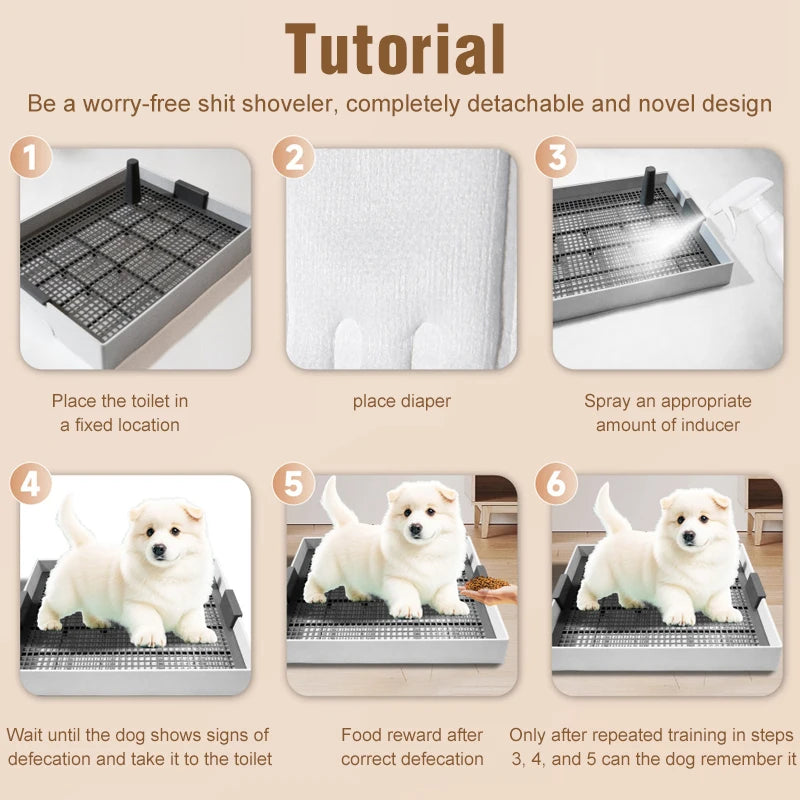Flat Dog Potty Tray for Small & Medium-Sized Dogs - Pee Pad Fixation Flushable Anti-Stepping Mess Special for Teddy & Pomeran