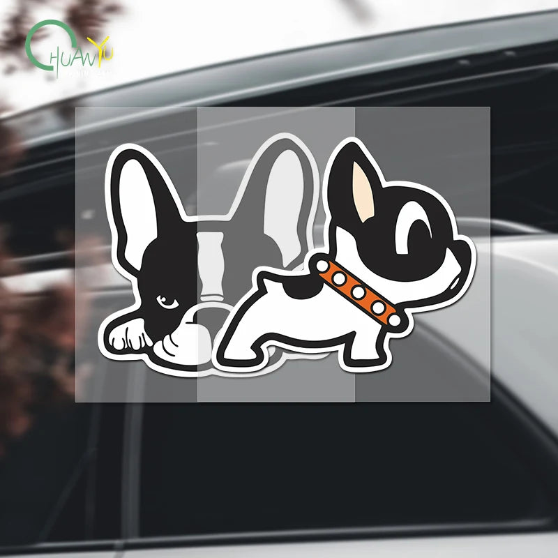 French Bulldog puppy personality decoration sticker; motorcycle scratch cover; funny creative car reflective waterproof sticker.