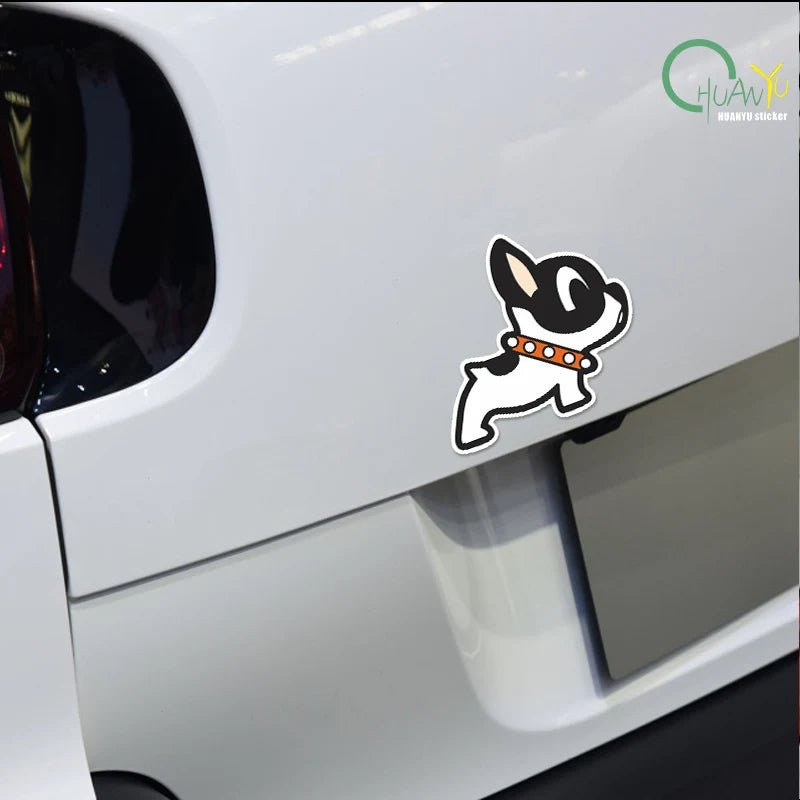 French Bulldog puppy personality decoration sticker; motorcycle scratch cover; funny creative car reflective waterproof sticker.