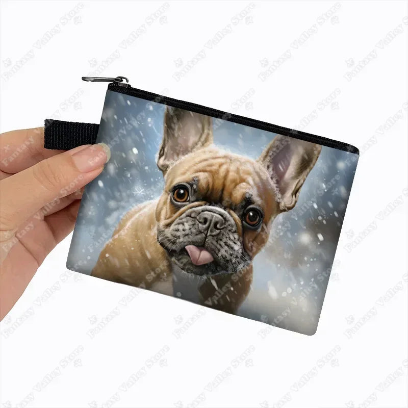 Cute French Bulldog Print Coin Purse Women money bags colorful peeking dogs small wallet Mini Purse ID Credit Card Holder gift