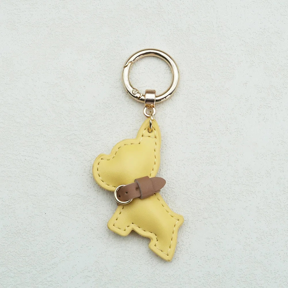 French Bulldog Keychain Cute Puppy Animal Dog PU Leather Dog Hanger Fashion Cartoon Bulldog Bag Pendant Backpack Decoration