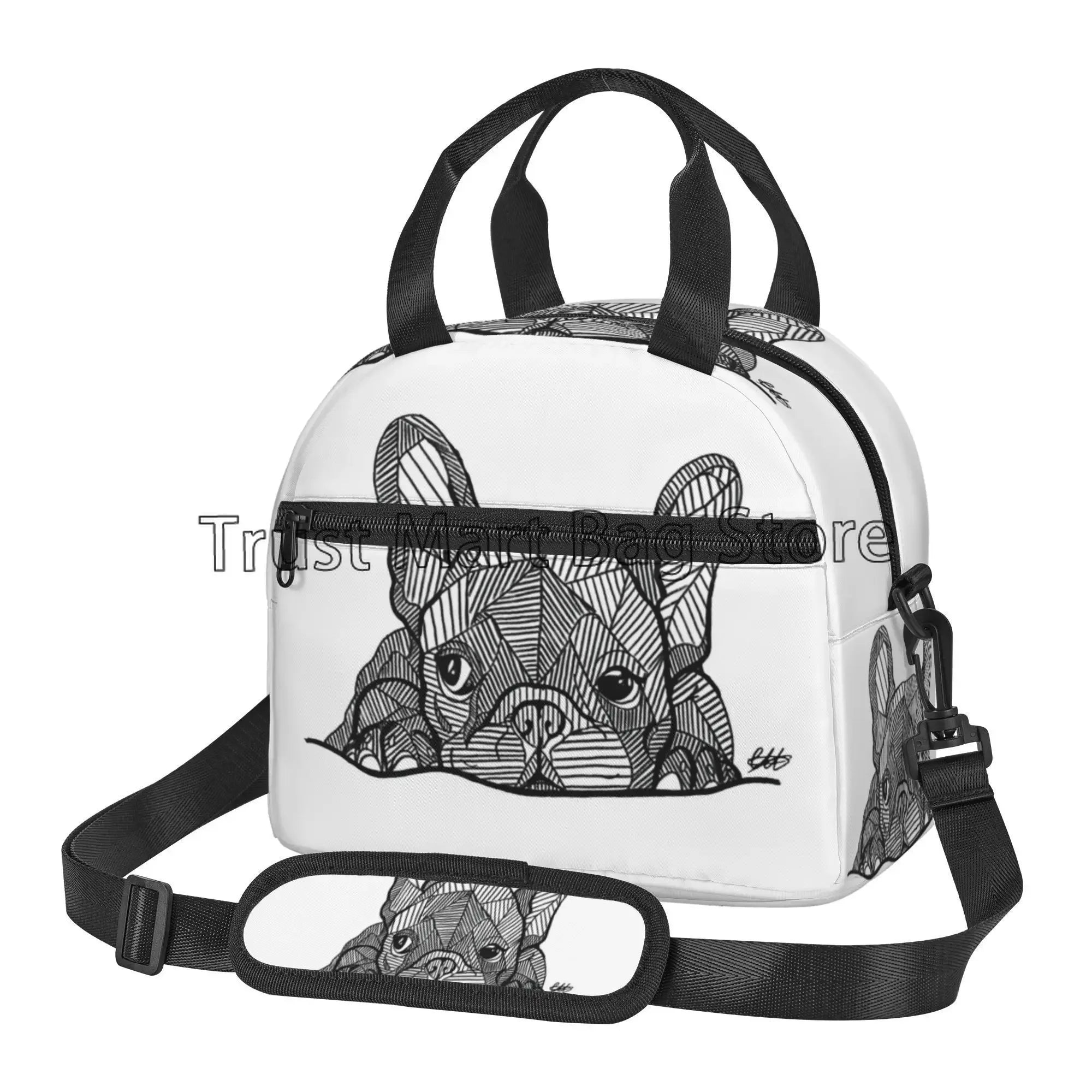 French Bulldog Art Thermal Lunch Bag Funny Bento Tote Bags for Adults Kids Portable Insulated Lunch Box for Picnic Work School