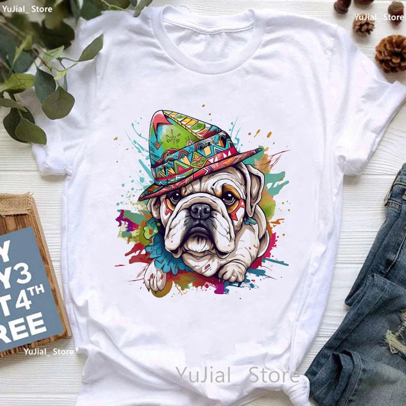 Cute French Bulldog Puppy Love Coffee Print T Shirt Girls Funny White Tshirt Women Harajuku Kawaii Dog Lover T-Shirt Female