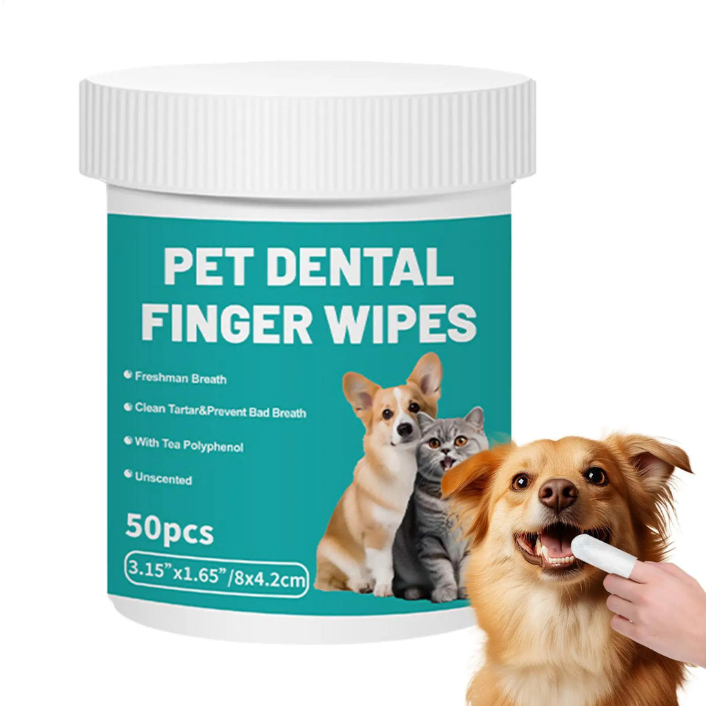 Pet Teeth Cleaning Wipes 50-Pieces Dog Pet Teeth Brushing Wipes For Cleaning Pet Supplies Dog Cat Bad Breath Wipes