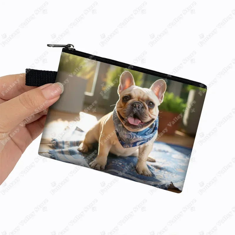 Cute French Bulldog Print Coin Purse Women money bags colorful peeking dogs small wallet Mini Purse ID Credit Card Holder gift