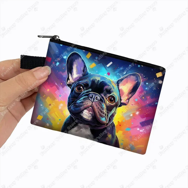 Cute French Bulldog Print Coin Purse Women money bags colorful peeking dogs small wallet Mini Purse ID Credit Card Holder gift