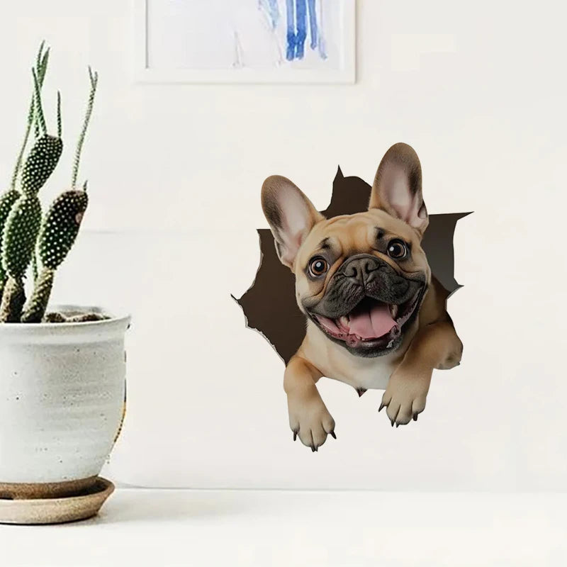 Cute French Bulldog Sticker, Water-proof Home Wall Decal, Used for Wall, Bathroom, Cabinet, Door,Toilet, Car, Laptop
