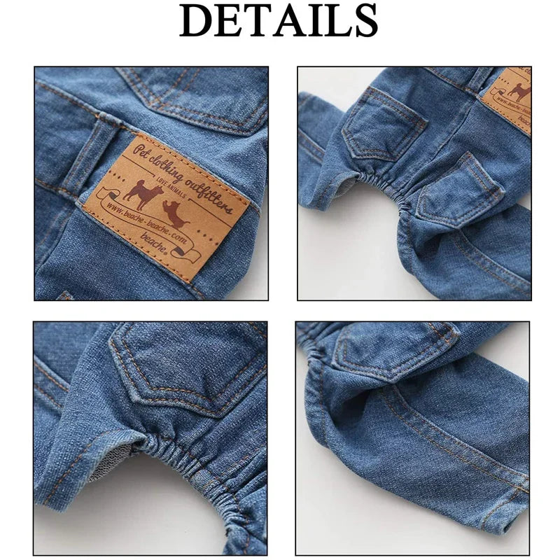 Denim Pet Overalls for French Bulldog, Jean Jumpsuit for Small and Medium Dogs, Fashion Clothes, Spring and Summer