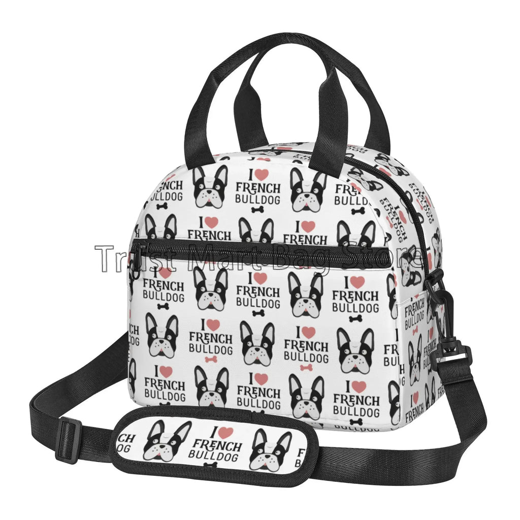 French Bulldog Art Thermal Lunch Bag Funny Bento Tote Bags for Adults Kids Portable Insulated Lunch Box for Picnic Work School