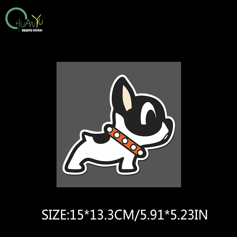 French Bulldog puppy personality decoration sticker; motorcycle scratch cover; funny creative car reflective waterproof sticker.