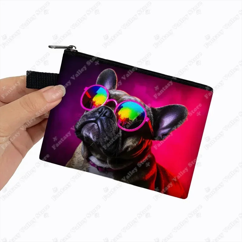 Cute French Bulldog Print Coin Purse Women money bags colorful peeking dogs small wallet Mini Purse ID Credit Card Holder gift