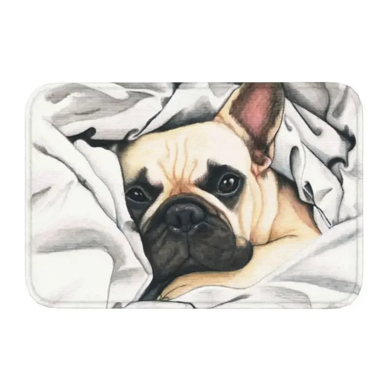 French Bulldog Door Mat with "NOPE" Funny Pattern Non-slip Entrance Rug for Home Decor Dog Lovers Collection