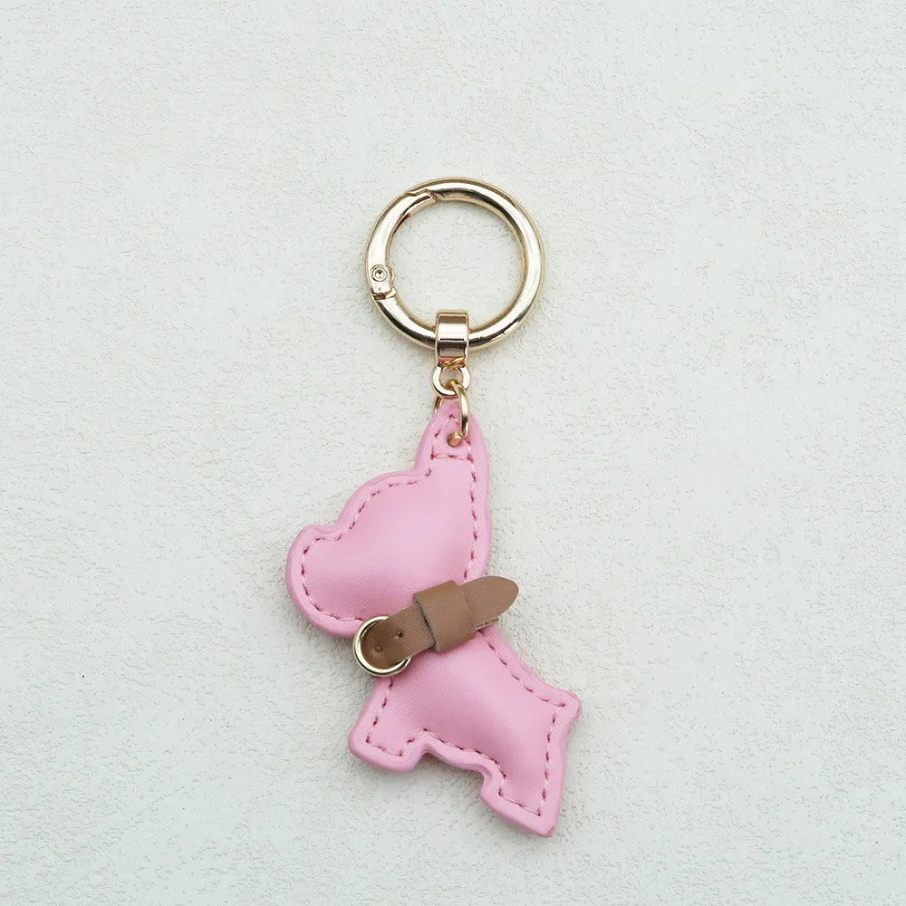French Bulldog Keychain Cute Puppy Animal Dog PU Leather Dog Hanger Fashion Cartoon Bulldog Bag Pendant Backpack Decoration