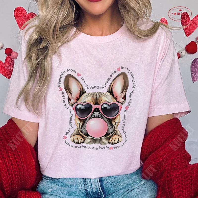 French Bulldog Woman T Shirt Fashion Dog Graphic Tops Summer Short Sleeve Tees Harajuku Streetwear Aesthetic Female Clothing
