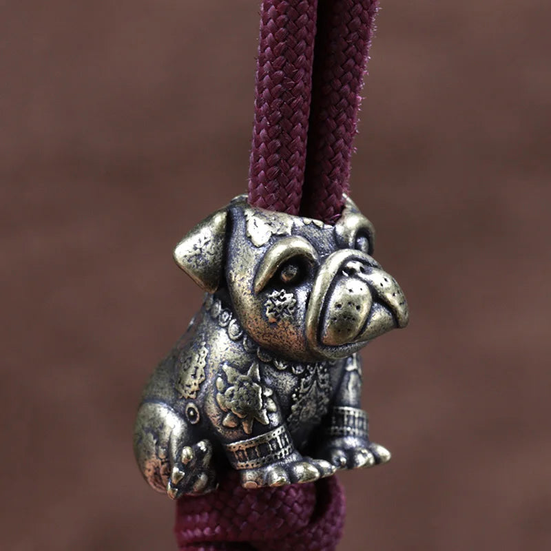 French Bulldog Brass Knife Beads EDC DIY Paracord Woven Bracelets Lanyard Pendants Accessories Outdoor Tool Hangings Jewelry