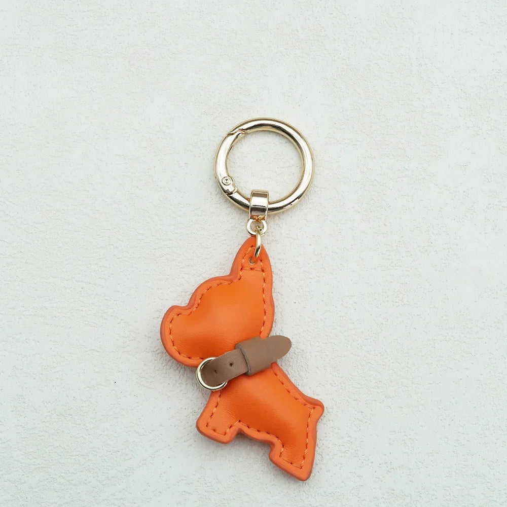 French Bulldog Keychain Cute Puppy Animal Dog PU Leather Dog Hanger Fashion Cartoon Bulldog Bag Pendant Backpack Decoration