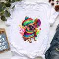 Cute French Bulldog Puppy Love Coffee Print T Shirt Girls Funny White Tshirt Women Harajuku Kawaii Dog Lover T-Shirt Female