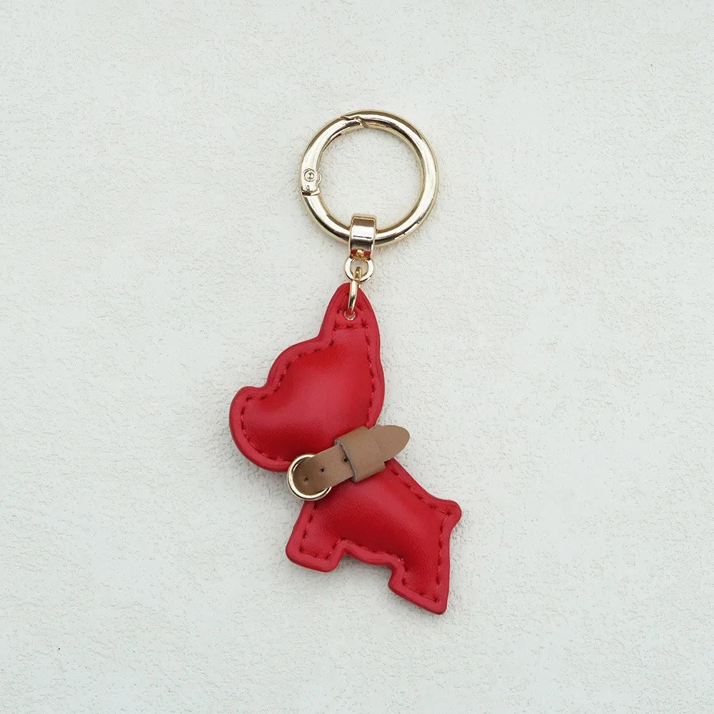 French Bulldog Keychain Cute Puppy Animal Dog PU Leather Dog Hanger Fashion Cartoon Bulldog Bag Pendant Backpack Decoration