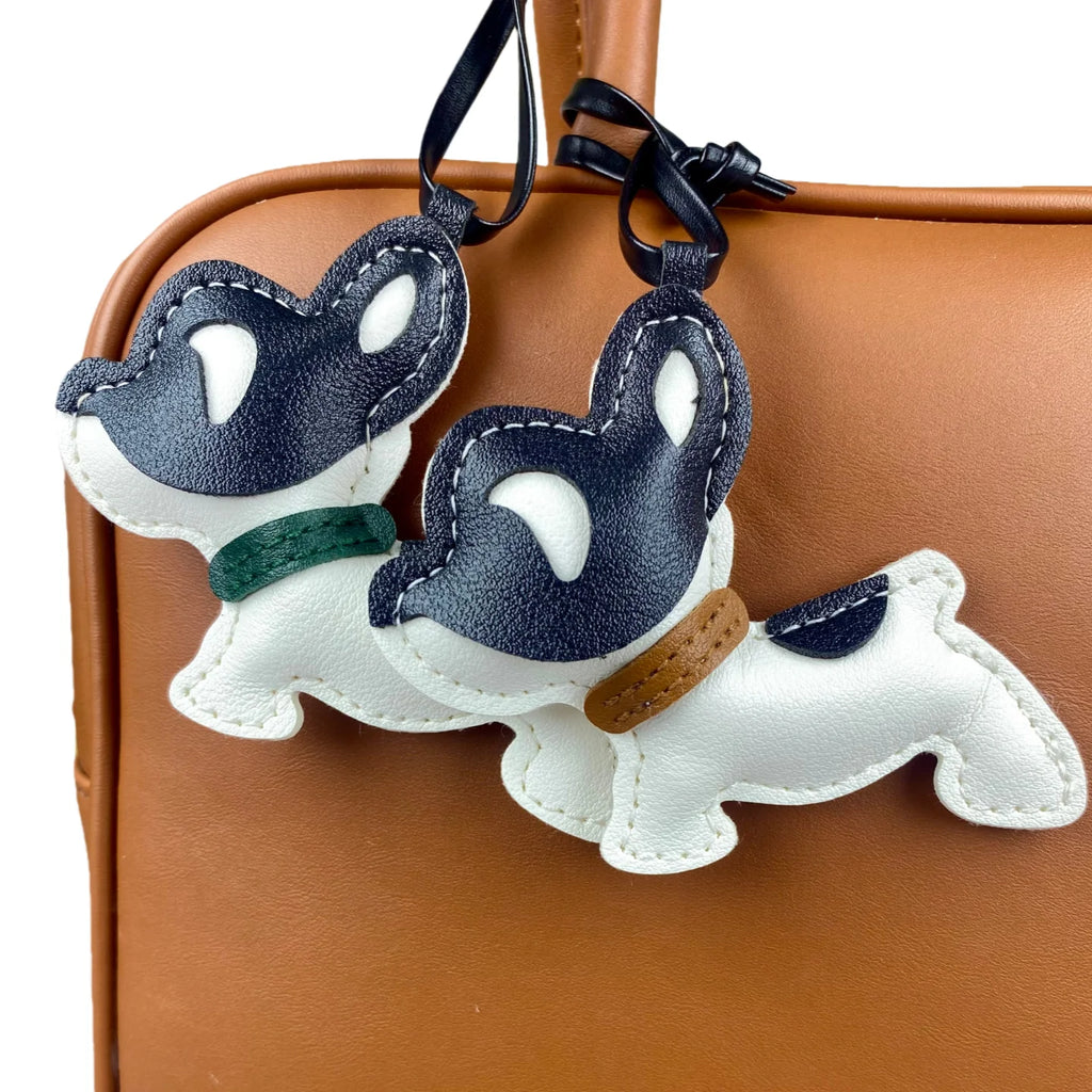 Adorable Leather French Bulldog Puppy Keychain-Cute Multi-Color Collar Strap, Bag Charm for Purse, Backpack, Makeup Bag-PU Leath