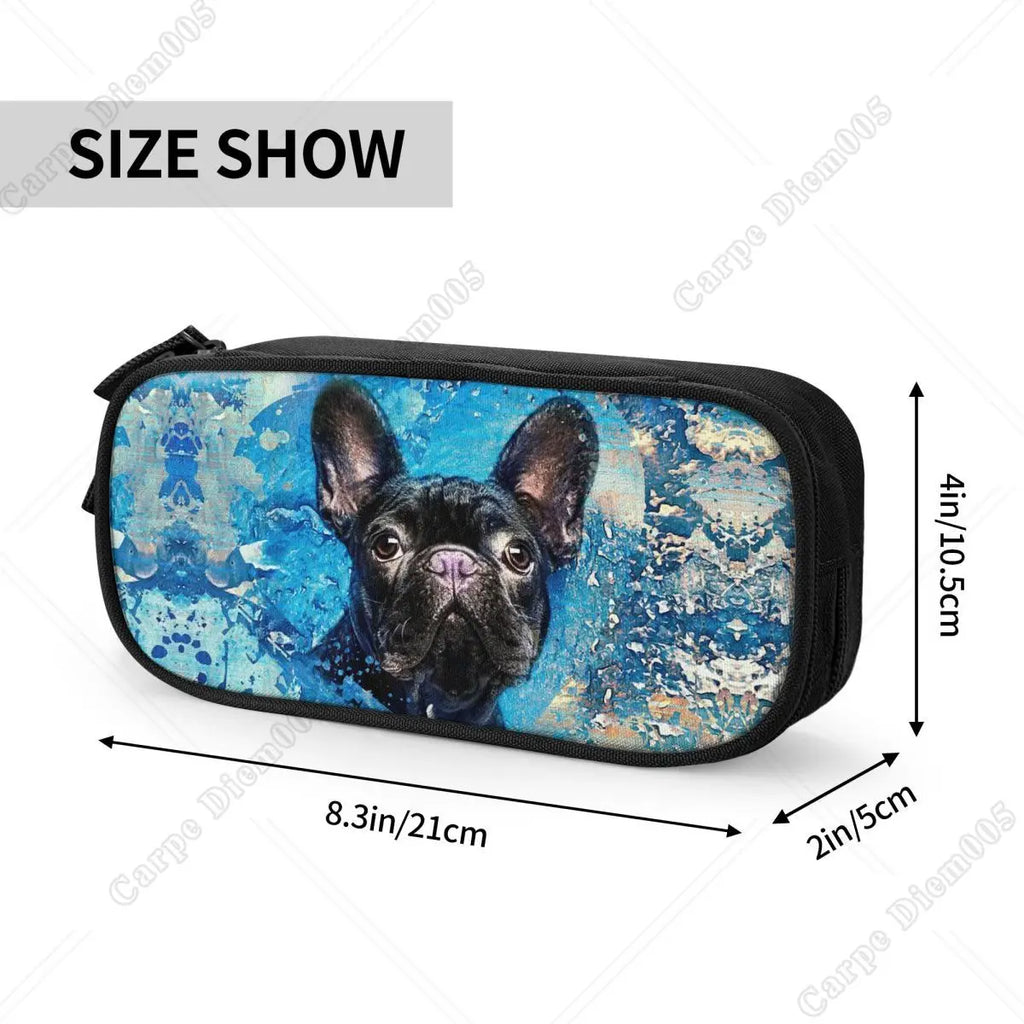 French Bulldog Frenchie Dog Pencil Case Lovely Pet Animal Pen Holder Bag Student Big Capacity Office Gifts Pencilcases