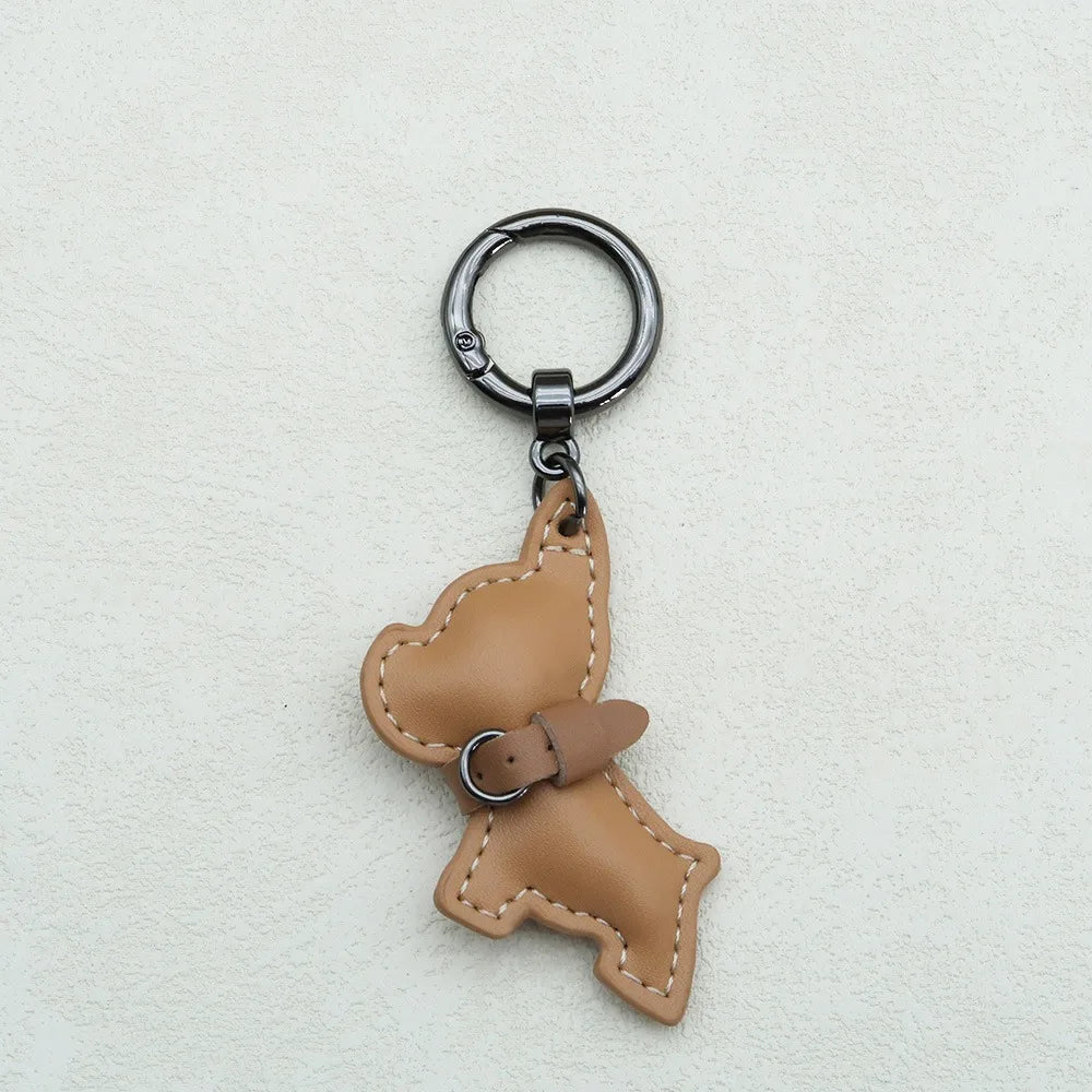 French Bulldog Keychain Cute Puppy Animal Dog PU Leather Dog Hanger Fashion Cartoon Bulldog Bag Pendant Backpack Decoration