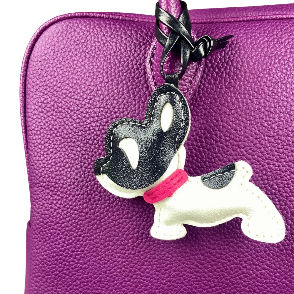 Adorable Leather French Bulldog Puppy Keychain-Cute Multi-Color Collar Strap, Bag Charm for Purse, Backpack, Makeup Bag-PU Leath