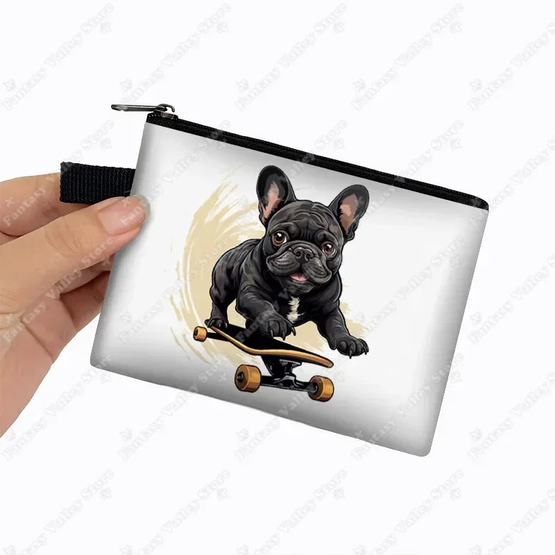 Cute French Bulldog Print Coin Purse Women money bags colorful peeking dogs small wallet Mini Purse ID Credit Card Holder gift