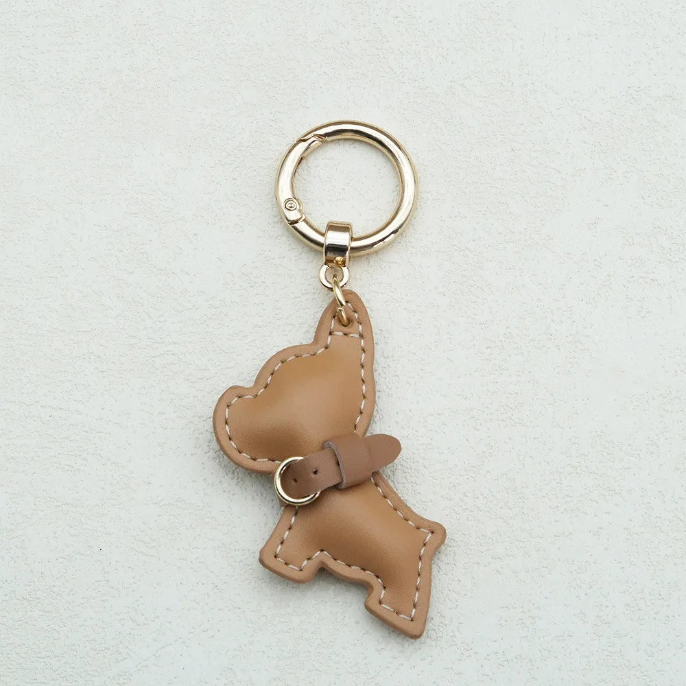 French Bulldog Keychain Cute Puppy Animal Dog PU Leather Dog Hanger Fashion Cartoon Bulldog Bag Pendant Backpack Decoration