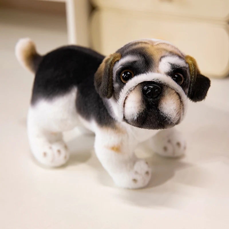 Realistic Black French Bulldog Plush Toys Vivid  Grey Pug Stuffed Animal Cuddle Plushie Gifts Home Decoration Birthday Presents