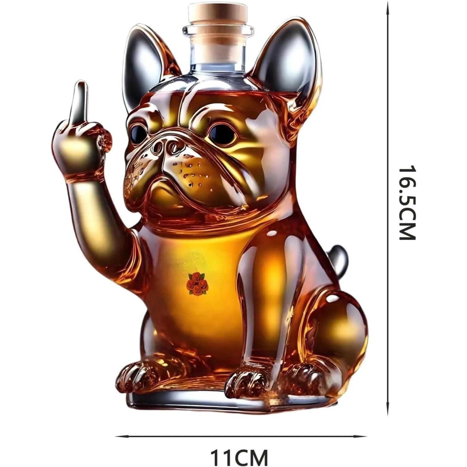 Funny French Bulldog Whiskey Bottle, Unique Middle Finger Dog Wine Glass Bottle