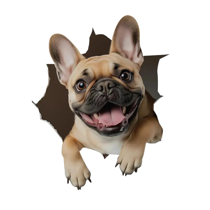 Cute French Bulldog Sticker, Water-proof Home Wall Decal, Used for Wall, Bathroom, Cabinet, Door,Toilet, Car, Laptop
